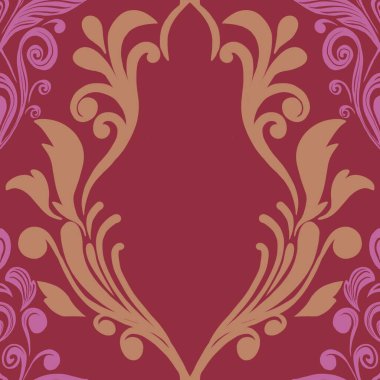 Damask Nature Pattern Background Illustration For Cover, Banner, Notes. Fall Winter Aesthetic Background. Plant And Flower Pattern Background.