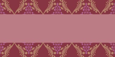Damask Nature Pattern Background Illustration For Cover, Banner, Notes. Fall Winter Aesthetic Background. Plant And Flower Pattern Background.