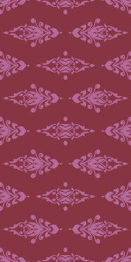 Damask Nature Pattern Background Illustration For Cover, Banner, Notes. Fall Winter Aesthetic Background. Plant And Flower Pattern Background.