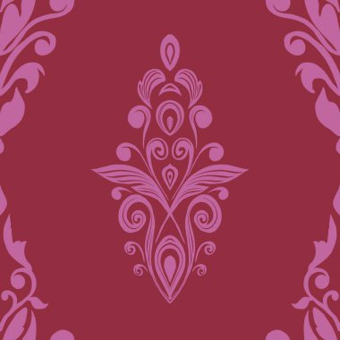 Damask Nature Pattern Background Illustration For Cover, Banner, Notes. Fall Winter Aesthetic Background. Plant And Flower Pattern Background.