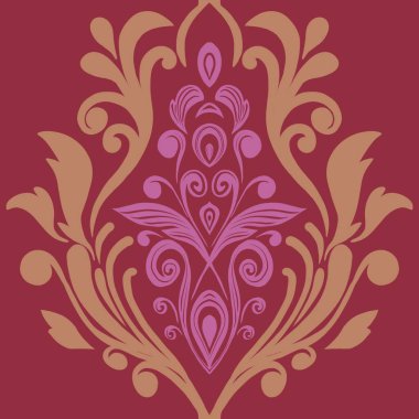 Damask Nature Pattern Background Illustration For Cover, Banner, Notes. Fall Winter Aesthetic Background. Plant And Flower Pattern Background.