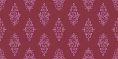 Damask Nature Pattern Background Illustration For Cover, Banner, Notes. Fall Winter Aesthetic Background. Plant And Flower Pattern Background.