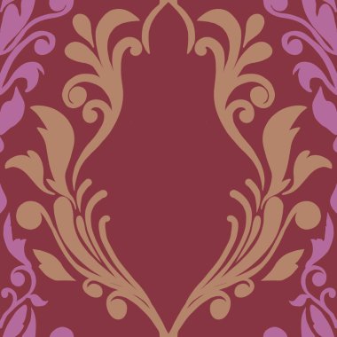 Damask Nature Pattern Background Illustration For Cover, Banner, Notes. Fall Winter Aesthetic Background. Plant And Flower Pattern Background.