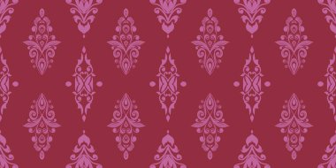 Damask Nature Pattern Background Illustration For Cover, Banner, Notes. Fall Winter Aesthetic Background. Plant And Flower Pattern Background.