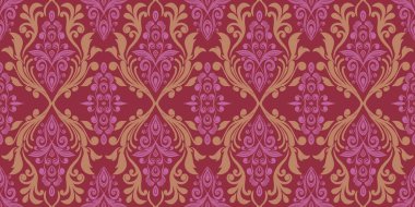 Damask Nature Pattern Background Illustration For Cover, Banner, Notes. Fall Winter Aesthetic Background. Plant And Flower Pattern Background.