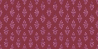 Damask Nature Pattern Background Illustration For Cover, Banner, Notes. Fall Winter Aesthetic Background. Plant And Flower Pattern Background.