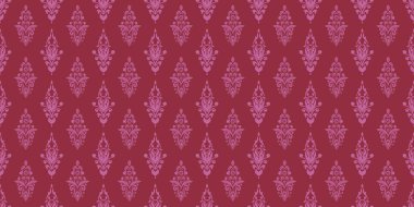 Damask Nature Pattern Background Illustration For Cover, Banner, Notes. Fall Winter Aesthetic Background. Plant And Flower Pattern Background.
