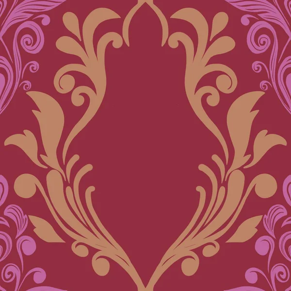 Damask Nature Pattern Background Illustration For Cover, Banner, Notes. Fall Winter Aesthetic Background. Plant And Flower Pattern Background.