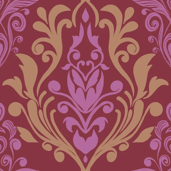 Damask Nature Pattern Background Illustration For Cover, Banner, Notes. Fall Winter Aesthetic Background. Plant And Flower Pattern Background.