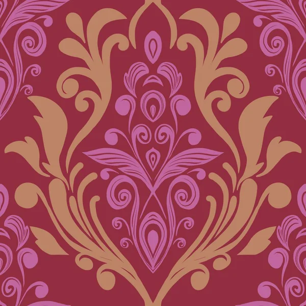 Damask Nature Pattern Background Illustration For Cover, Banner, Notes. Fall Winter Aesthetic Background. Plant And Flower Pattern Background.