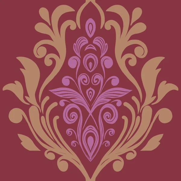 Damask Nature Pattern Background Illustration For Cover, Banner, Notes. Fall Winter Aesthetic Background. Plant And Flower Pattern Background.