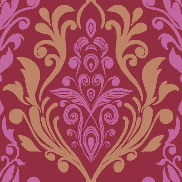 Damask Nature Pattern Background Illustration For Cover, Banner, Notes. Fall Winter Aesthetic Background. Plant And Flower Pattern Background.