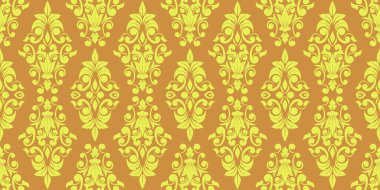 Damask Nature Pattern Background Illustration For Cover, Banner, Notes. Fall Winter Aesthetic Background. Plant And Flower Pattern Background.