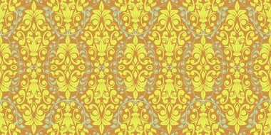 Damask Nature Pattern Background Illustration For Cover, Banner, Notes. Fall Winter Aesthetic Background. Plant And Flower Pattern Background.