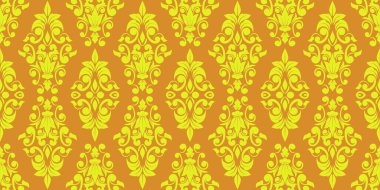 Damask Nature Pattern Background Illustration For Cover, Banner, Notes. Fall Winter Aesthetic Background. Plant And Flower Pattern Background.