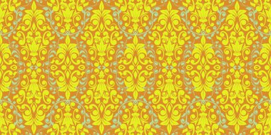 Damask Nature Pattern Background Illustration For Cover, Banner, Notes. Fall Winter Aesthetic Background. Plant And Flower Pattern Background.