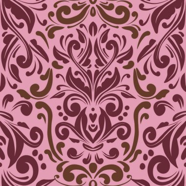 Damask Nature Pattern Background Illustration For Cover, Banner, Notes. Aesthetic Background. Damask Pattern Background. Seamless background. 