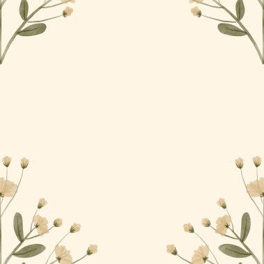 Kusursuz suluboya kapaklar, notlar, yumuşak arkaplan renkleri için eşsiz çiçek desenli arka plan. Suluboya sanat eseri. Çiçek sapı. Renkli çiçek.