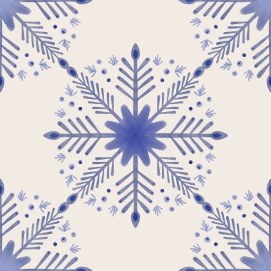 Kusursuz suluboya ve kapaklar, notlar, yumuşak arkaplan rengi için eşsiz kar taneleri deseni. Suluboya sanat eseri. Kış titreşimleri için kar taneleri deseni arka planı.