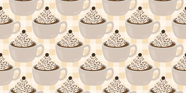 Sıcak ve lezzetli içeceklerle dolu bardaklar. Çikolata, kahve, kakao ve kremalı fincanlar çizilmiş. Karalama kış mevsimlik elementleri beyaza izole edilmiş tasarım için. Samimi El çizimi. Desen Tasarım İllüstrasyonu.