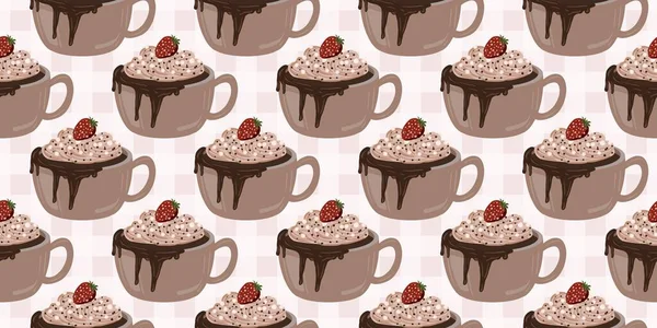 Sıcak ve lezzetli içeceklerle dolu bardaklar. Çikolata, kahve, kakao ve kremalı fincanlar çizilmiş. Karalama kış mevsimlik elementleri beyaza izole edilmiş tasarım için. Samimi El çizimi. Desen Tasarım İllüstrasyonu.