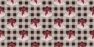 Sıcak ve lezzetli içeceklerle dolu bardaklar. Çikolata, kahve, kakao ve kremalı fincanlar çizilmiş. Karalama kış mevsimlik elementleri beyaza izole edilmiş tasarım için. Samimi El çizimi. Desen Tasarım İllüstrasyonu.