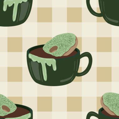 Sıcak ve lezzetli içeceklerle dolu bardaklar. Çikolata, kahve, kakao ve kremalı fincanlar çizilmiş. Karalama kış mevsimlik elementleri beyaza izole edilmiş tasarım için. Samimi El çizimi. Desen Tasarım İllüstrasyonu.