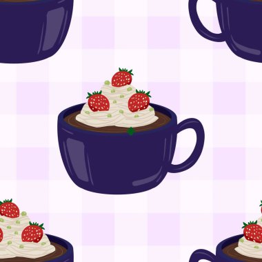 Sıcak ve lezzetli içeceklerle dolu bardaklar. Çikolata, kahve, kakao ve kremalı fincanlar çizilmiş. Karalama kış mevsimlik elementleri beyaza izole edilmiş tasarım için. Samimi El çizimi. Desen Tasarım İllüstrasyonu.