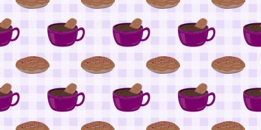 Sıcak ve lezzetli içeceklerle dolu bardaklar. Çikolata, kahve, kakao ve kremalı fincanlar çizilmiş. Karalama kış mevsimlik elementleri beyaza izole edilmiş tasarım için. Samimi El çizimi. Desen Tasarım İllüstrasyonu.