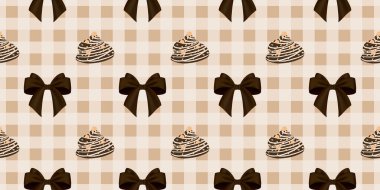 Lezzetli kremalı pasta ve halatla dolu bardaklar. Çikolata, kahve, kakao ve kremayla çizilmiş. Karalama kış mevsimlik elementleri beyaza izole edilmiş tasarım için. Samimi El çizimi. Desen Tasarım İllüstrasyonu.