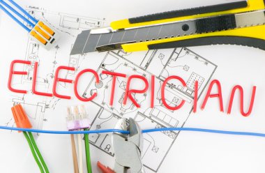 Meslek elektrikçi arka plan aksesuarları