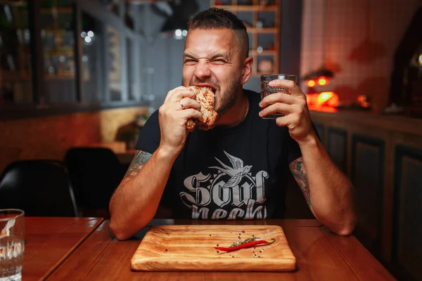 man with a plate of delicious dinner, close up