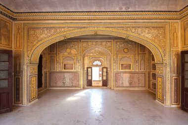  Nahargarh Fort interior architecture with ancient wall artwork at Jaipur Rajasthan
