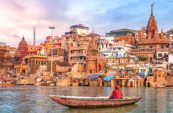Varanasi Stad Ganges Flod Ghat Stockbild