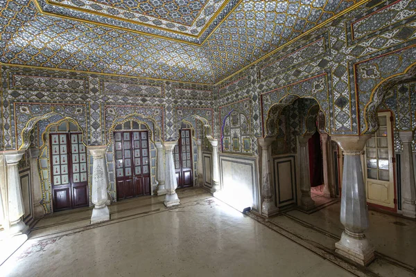 Espelho Interior Trabalho Palácio Cidade Jaipur Março 2019 — Fotografia de Stock