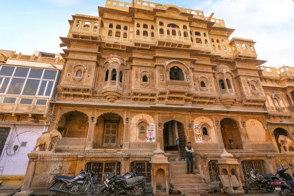 Edifício Patrimonial Nathmal Haveli Jaisalmer Rajasthan Com Esplêndida Beleza Arquitetônica — Fotografia de Stock