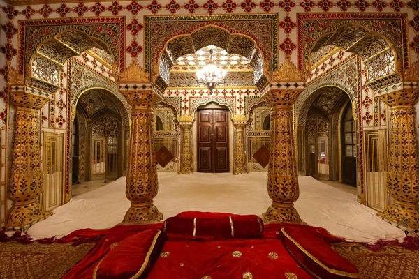 Royal Room City Palace Jaipur Ancient Artwork Precious Stones Gold 免版税图库照片