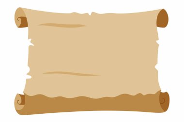 Yırtık kenarlı eski, yıpranmış bir parşömen parşömeni beyaz bir arkaplanda görüntülenir, metin veya tasarım için hazırdır.