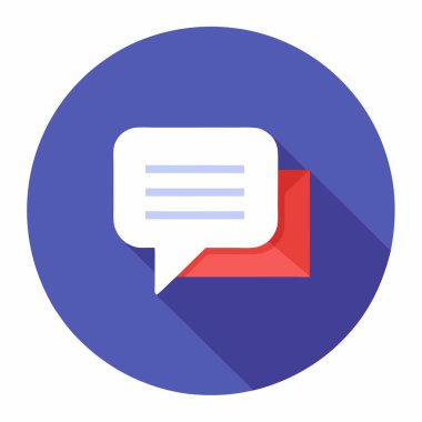 İletişim ve Sohbet Uygulamaları için Minimalist İleti Simgesi Vektör Sanat İllüstrasyonu