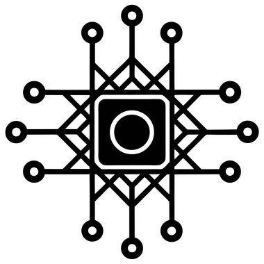 Dijital Teknoloji ve Fütürist Grafikler için Kuantum Hesaplama Simgesi Vektör İllüstrasyon Tasarımı