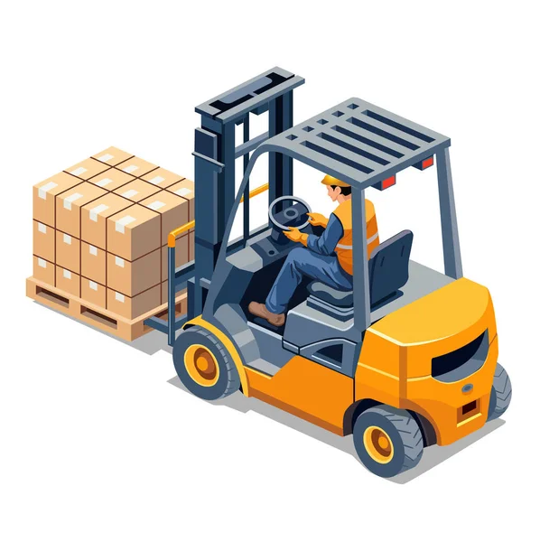 Forklift istifleme kutularının Isometric illüstrasyonu