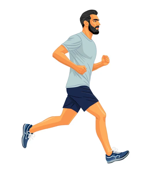 Günlük kıyafetlerle koşan bir adam.