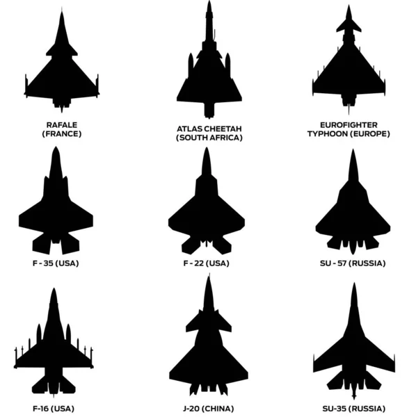 Dünya savaş uçaklarının siluetleri.