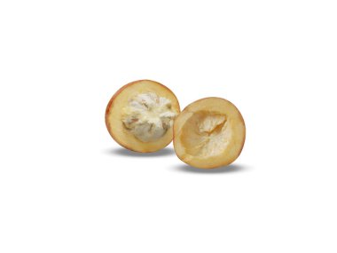 Beyaz arka planda izole edilmiş diospyros veya abanoz kadife elma meyveleri