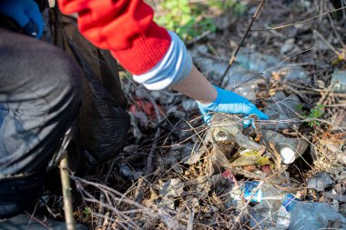 İlkbaharda ormanda çöp topluyorum..