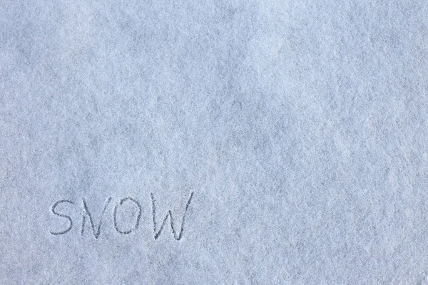 Επιγραφή Χιόνι Στο Χιόνι Χιονισμένο Φόντο Χιόνι Χιονισμένο Πάγο Στη — Φωτογραφία Αρχείου