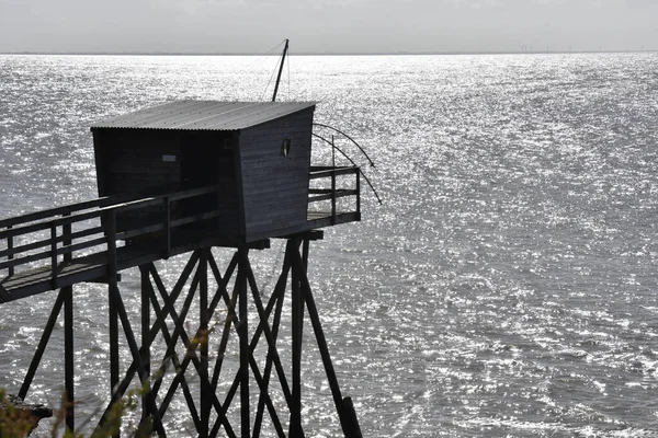the carrelets off the coast of Pornic facing the Atlantic Ocean