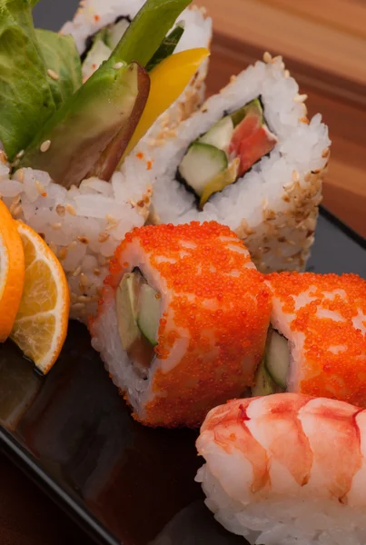 Sortiment av sushi närbild — Stockfoto