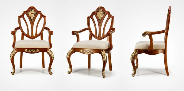 奢华的镀金厨房椅子 巴洛克风格 3个职位 — 图库照片