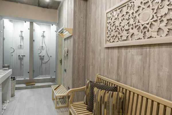 Modern Shower Room Interior Bench — Stock Photo, Image